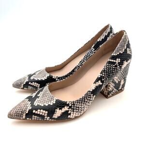 Stuart Weitzman Avenue 75 Sleek Snake Block Pump Women's Natural Size US5.5 EU36